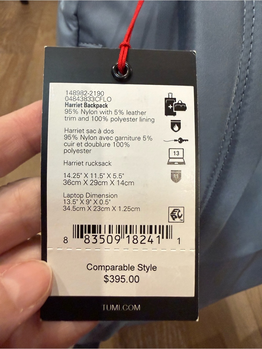 Tumi Light Blue Backpack with Front Pockets Fits 13” Laptop Muti Compartments - Picture 6 of 15
